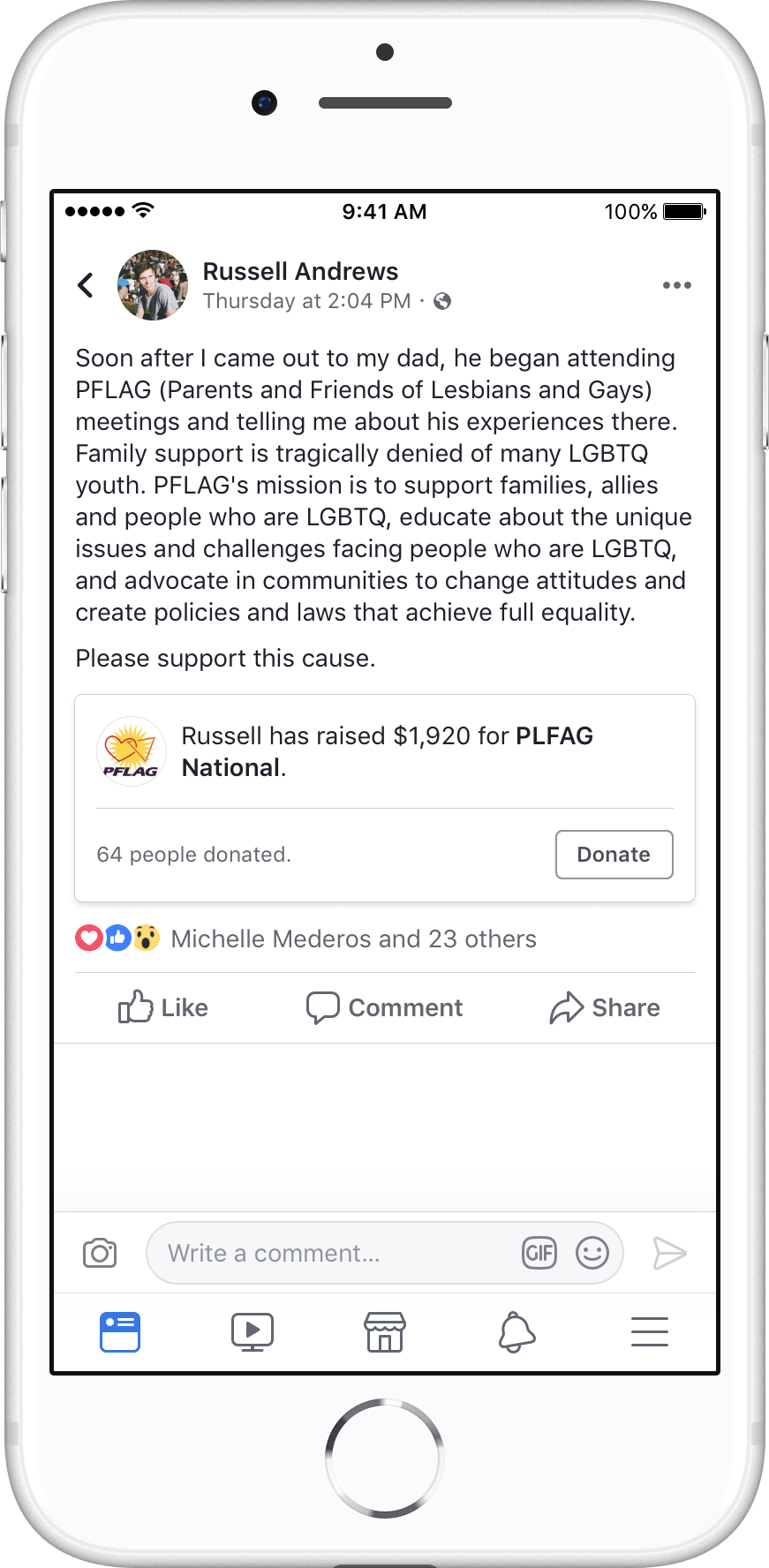 Facebook Support Nonprofit Posts